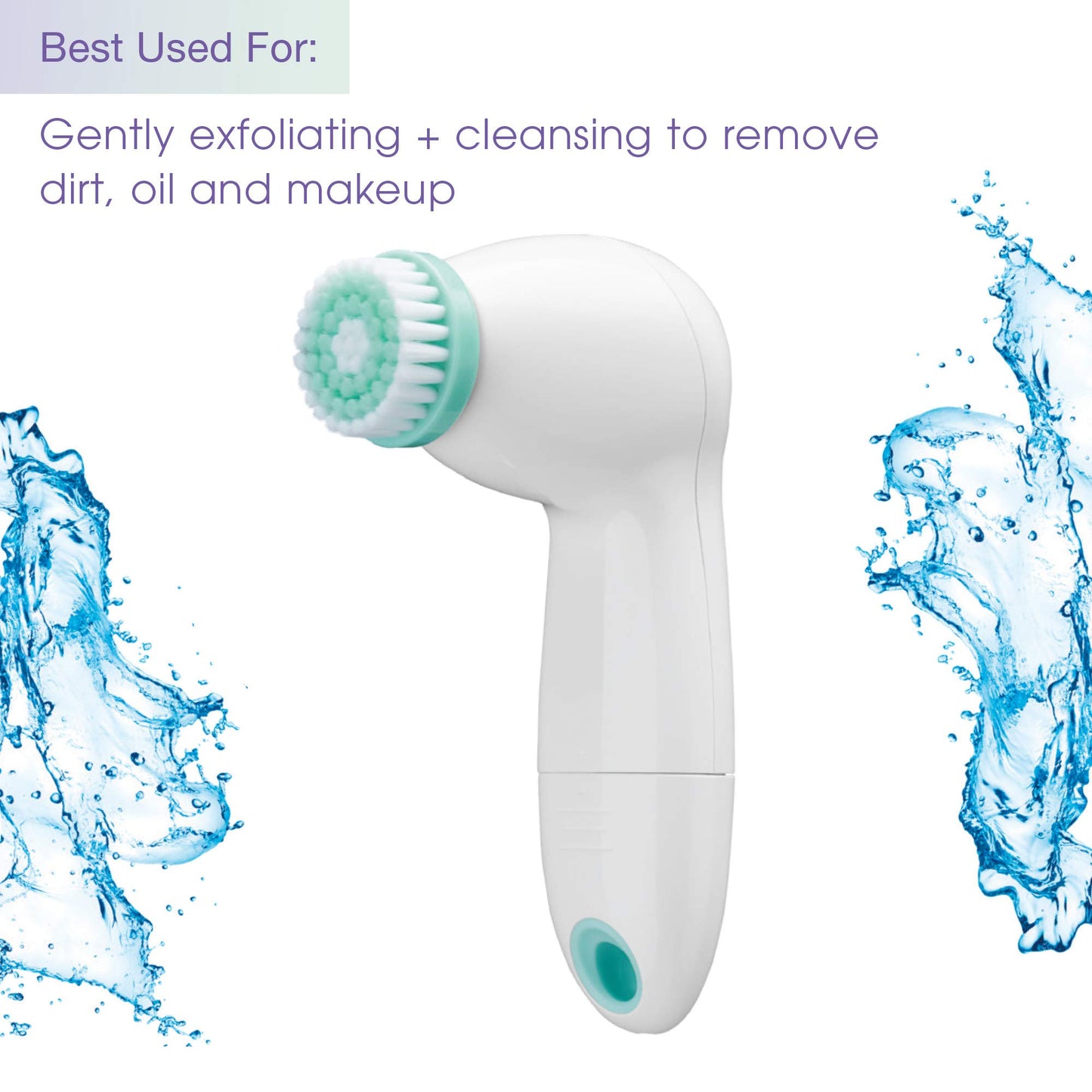 True Glow by Conair Battery Operated Facial Cleansing Brush, Sonic Face Scrubber with 3 Brush Heads, Waterproof Skin Care Tool, Model FCB6