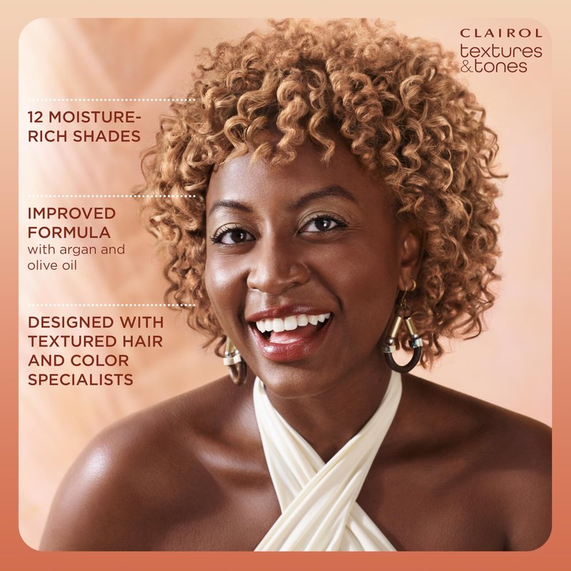 Clairol Textures & Tones Permanent Hair Dye, 1N Natural Black Hair Color | Ammonia-Free | Moisture-Rich Formula with Argan, and Olive Oil for Brilliant Shine | Pack of 1