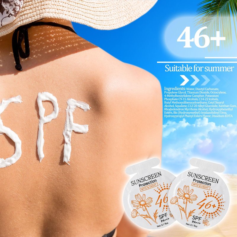 Heigble 100 Pcs Sunscreen Bulk Mini Travel Size Sunscreen Packets SPF 46+ Summer Party Gifts for Women Girl