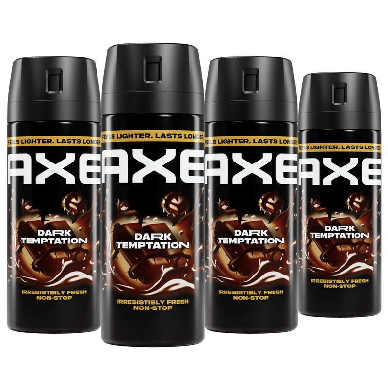 AXE Body Spray 4 Count Dark Temptation 48 Hour All Over Fresh Aluminum Free 2.9 oz