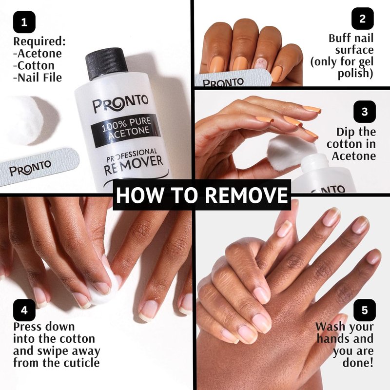 100% Acetone Gel Nail Polish Remover - Effective for Glue, Gel, Acrylic & Dip | 8 Fl Oz