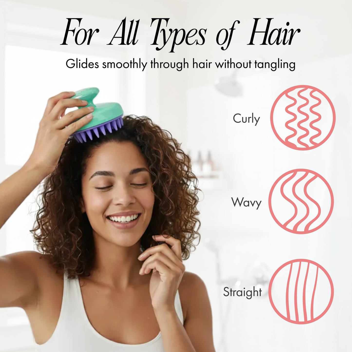 Spa Savvy Scalp Massager, Handheld Head and Temple Scrubber Brush for Massaging