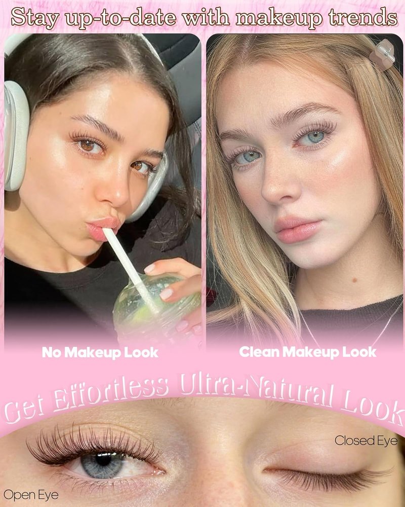 Natural Brown Lash Clusters Kit - Dark Brown Eyelash Extensions for Soft Glam | 8-16mm DIY Individual Lashes with Clear Band