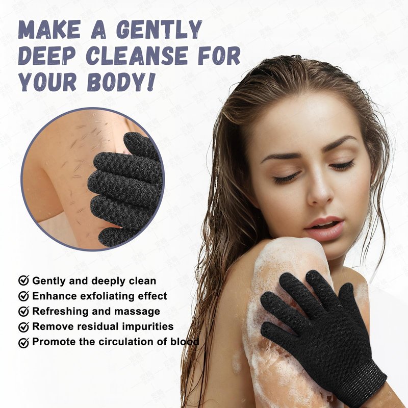 Exfoliating Dual Texture Bath Gloves for Shower Spa Massage and Body Scrubs, Dead Skin Cell Remover, body scrubber with Hanging Loop