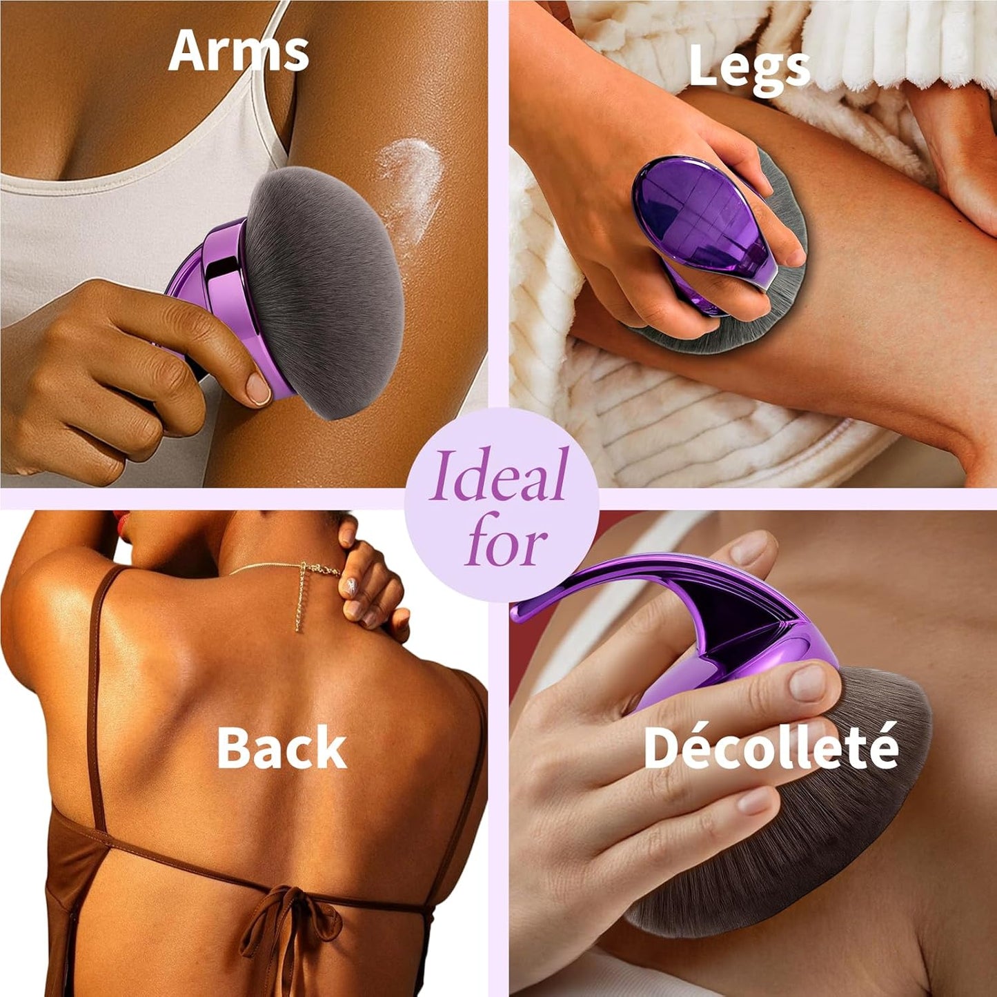 Ultra Large Body Makeup Brush - Blend & Blur Kabuki Applicator for Self Tanner | 5.11-Inch Wide Head - Purple