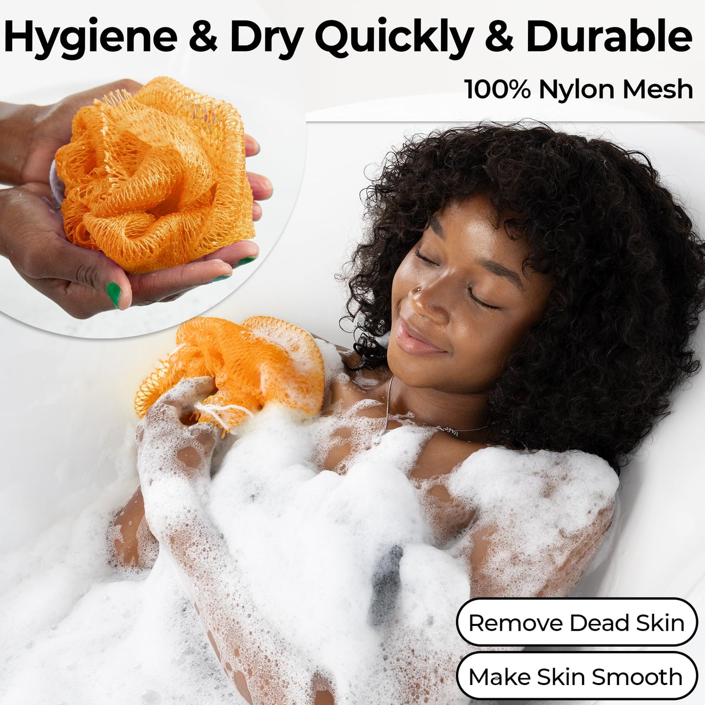 African Net Sponge Authentic - Afro Scrub Exfoliating Net Sponges with Knots - Real African Bath Sponge Washcloth for Shower - Body Exfoliator Scrubber (SeawaveTangerine, Count, 2.0)