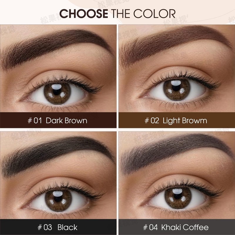 2 Pack Eyebrow Pencil, Waterproof Eyebrow Makeup with Dual Ends, Professional Brow Enhancing Kit with Eyebrow Brush, Khaki Coffee