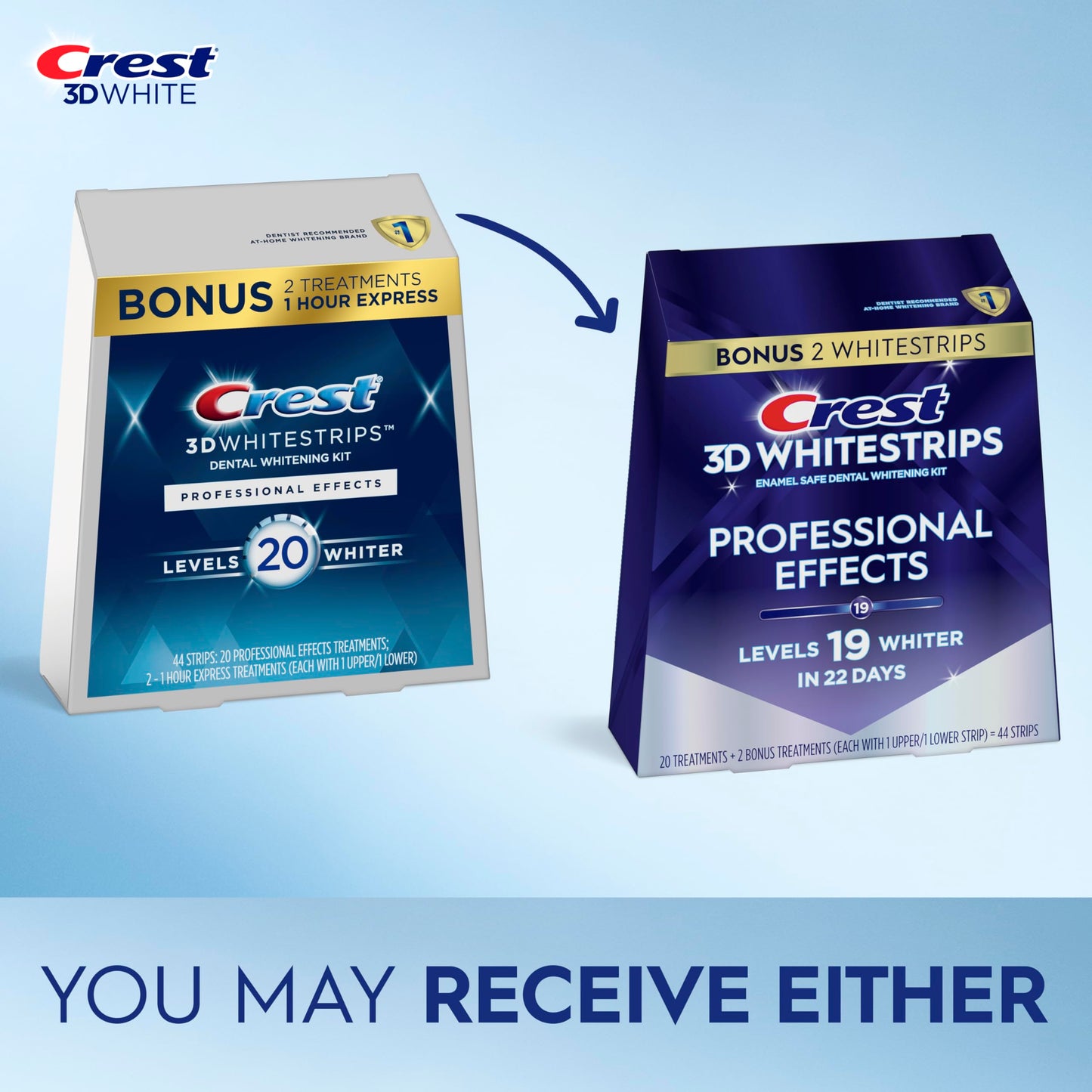 Crest 3D Whitestrips Professional Effects – Teeth Whitening Kit, 22 Treatments (20 + 2 Bonus), Each with 1 Upper/1Lower, 44 Strips – Crest 3DWhite Teeth Whitening Strips (Pack of 8)