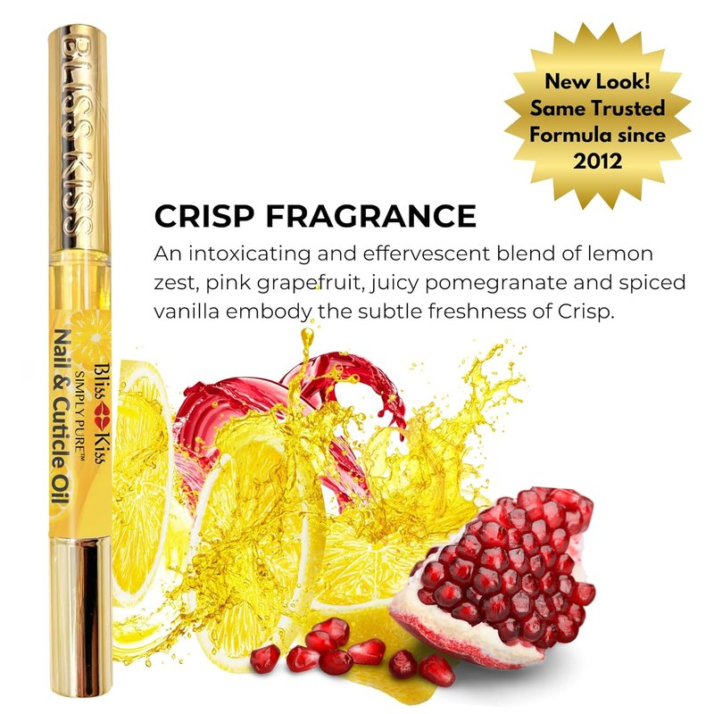 Bliss Kiss Nail Oil Cuticle Pens - Crisp Fragrance with Vitamin E & Jojoba | Nail Strengthener for Brittle Nails
