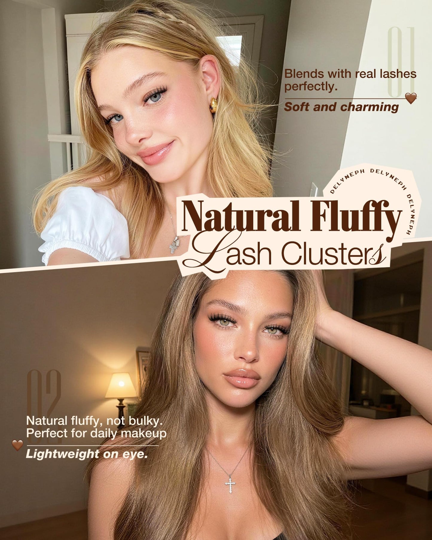 Wispy Lash Clusters Fluffy Cluster Eyelash Extensions Natural Eyelash Clusters 8-14mm Short Lash Clusters C Curl Cluster Lashes Extensions DIY Fairy Individual Lashes by Delyneph