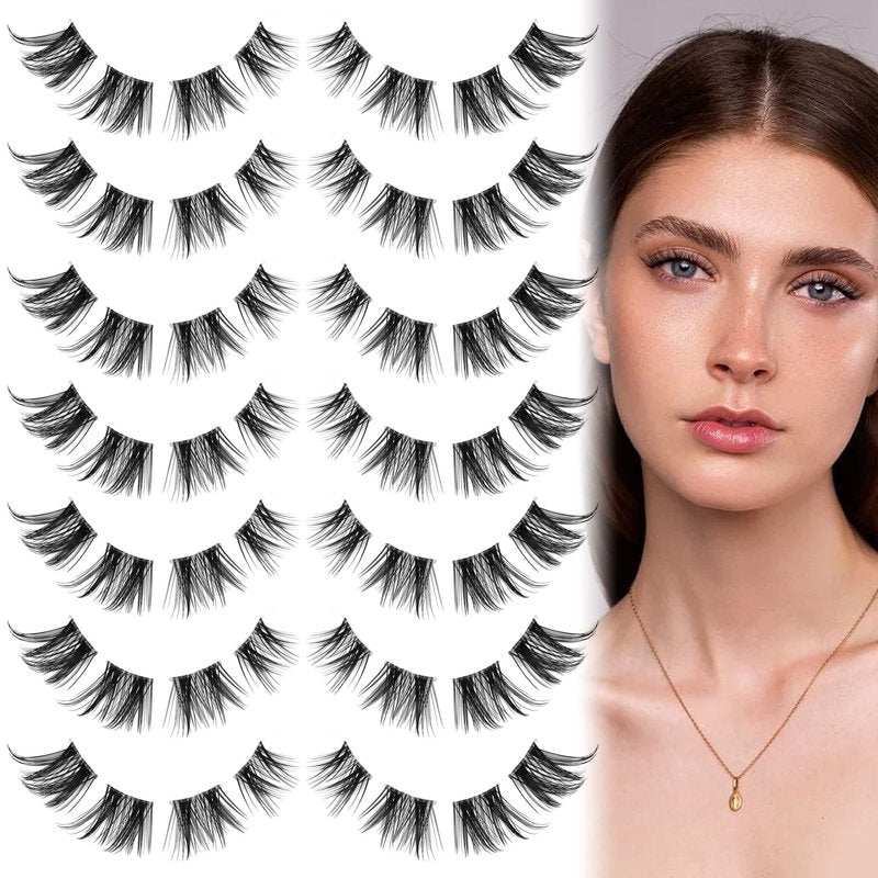 Cluster Lashes 56 Wisps DIY Lashes Natural Look Cat Eye Clear Band Mink Lashes Pack 8-14mm Wispy 3D False Eyelashes by ALICE
