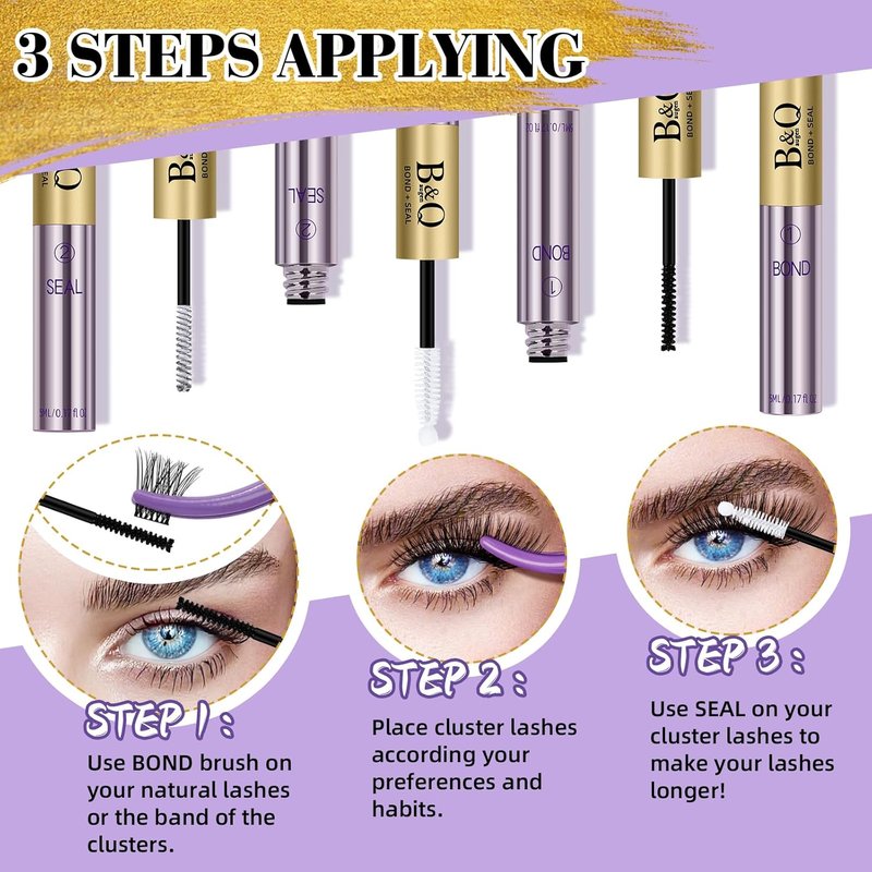 B&Q Lash Cluster Glue - 10ML Waterproof Bond & Seal for Long-Lasting Eyelash Clusters | Professional DIY Use
