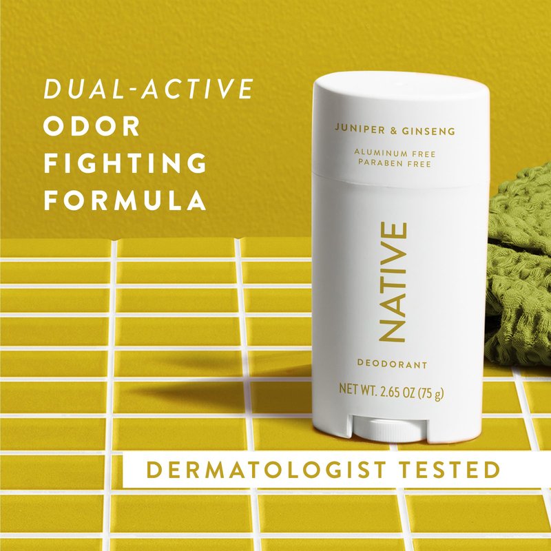 Native Deodorant Contains Naturally Derived Ingredients, 72 Hour Odor Control, Deodorant for Women and Men, Aluminum Free, Juniper & Ginsing 2.65oz