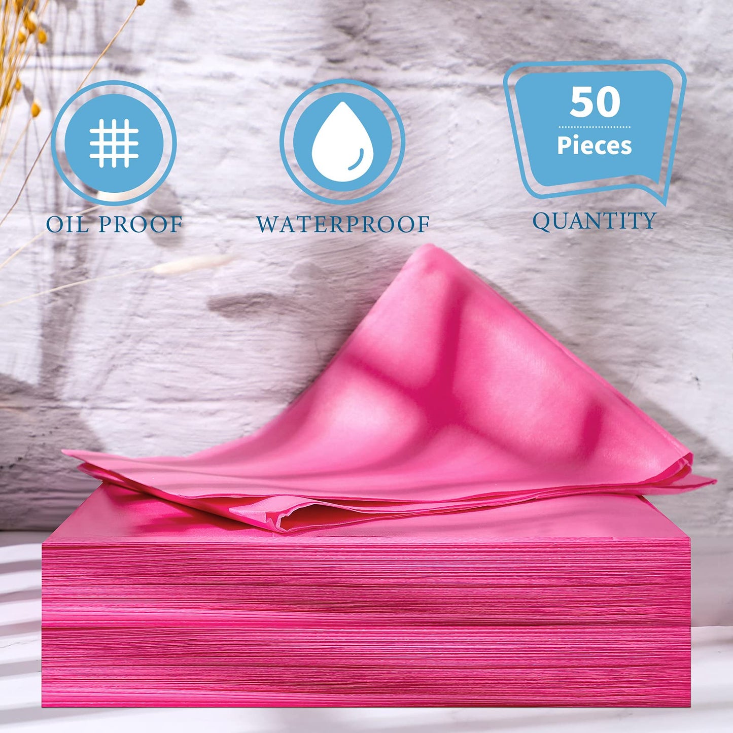Tatuo 50 Pieces 31 x 70 Inches Disposable Bed Sheets Waterproof Bed Cover Massage Table Sheet Non-woven Fabric for Spa, Lash, Beauty Salon, Waxing, Hotels(Pink)