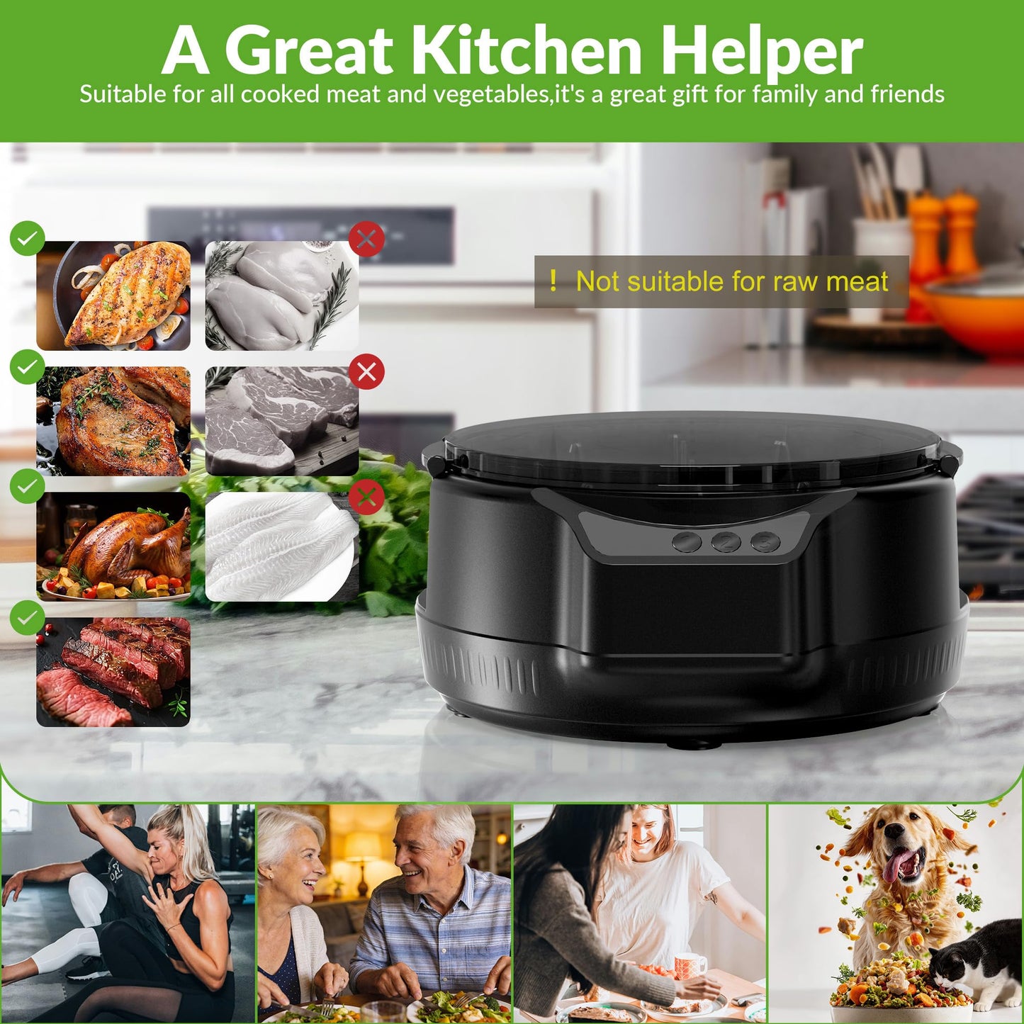 Electric Chicken Shredder, Rechargeable Automatic Meat Breast Shredder Tool Twist, Kitchen Grinder Machine with 3 Timer Modes, BPA Free for Pork, Beef, Chicken, Salads, Pet Food, Dishwasher Safe
