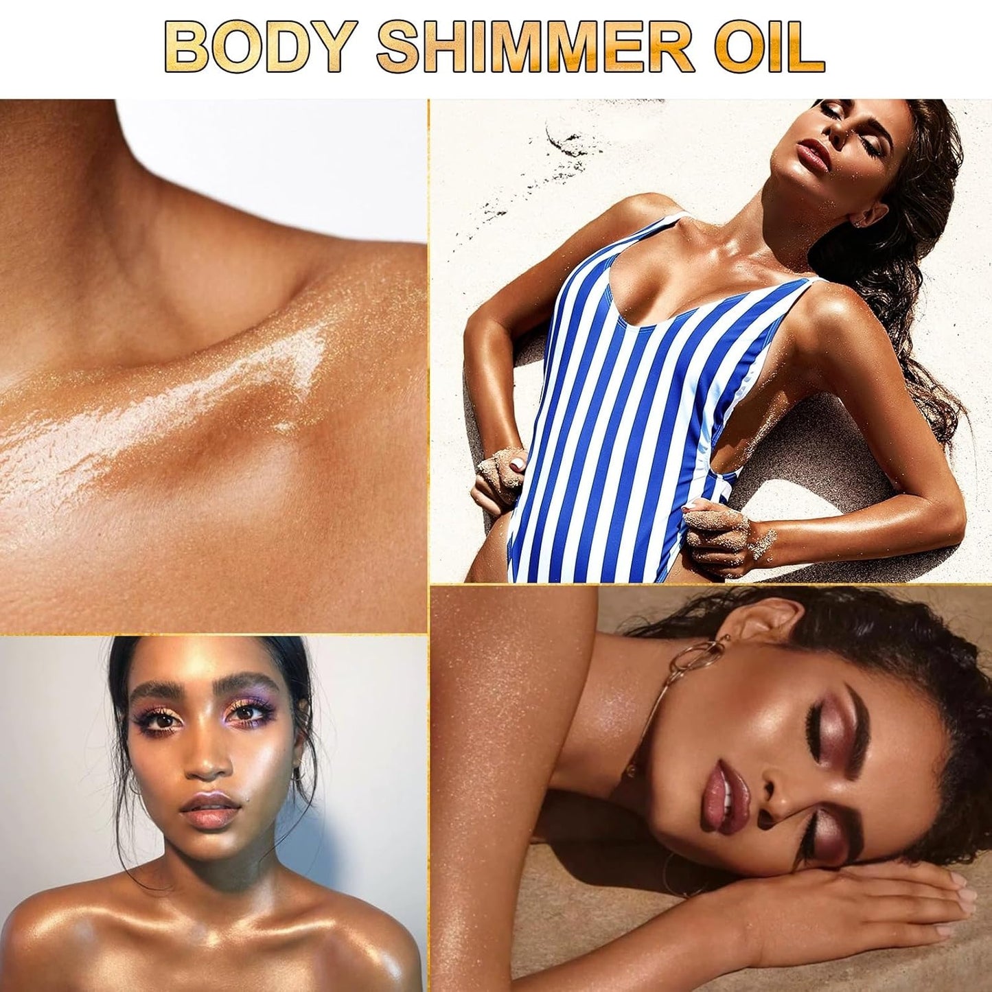 Skiennix Shimmer Oil - 100ml Moisturizing Body Luminizer | Waterproof Glitter Highlighter in Bronze Gold