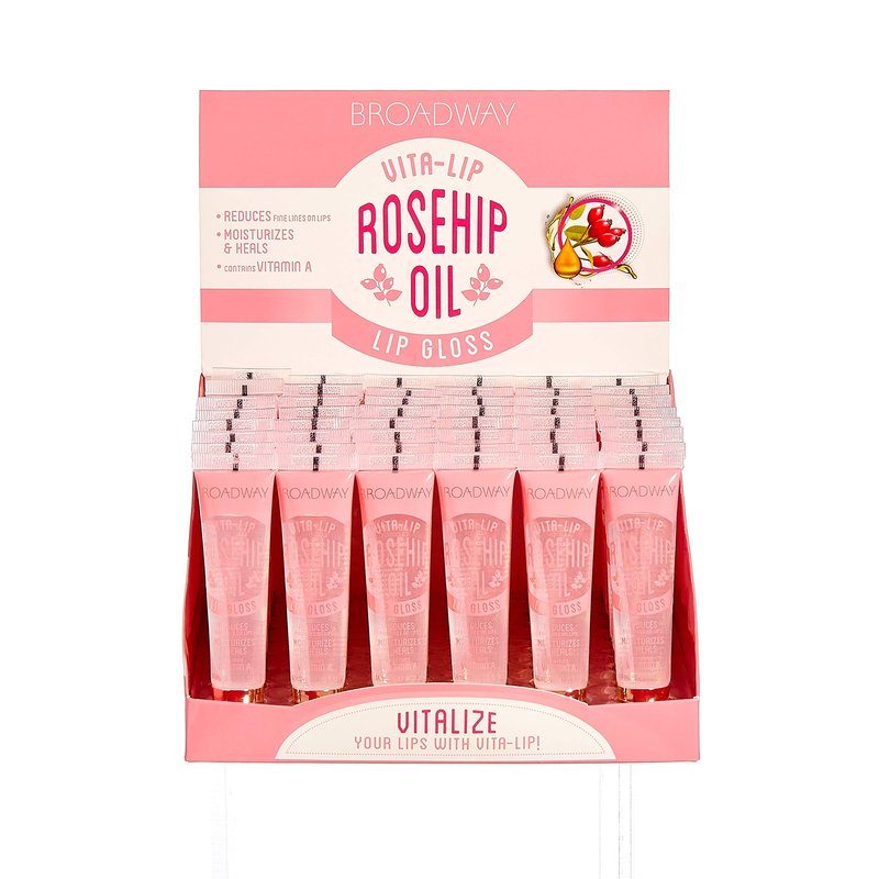 Ruby Kisses Broadway Vita-Lip Clear Lip Gloss (Rosehip Oil 48 Pack), Ultra-Hydrating & Soothing Formula with Vitamin Oils, High-Shine Non-Sticky Finish, Healing Glossy Lip Balm With Vitamin A