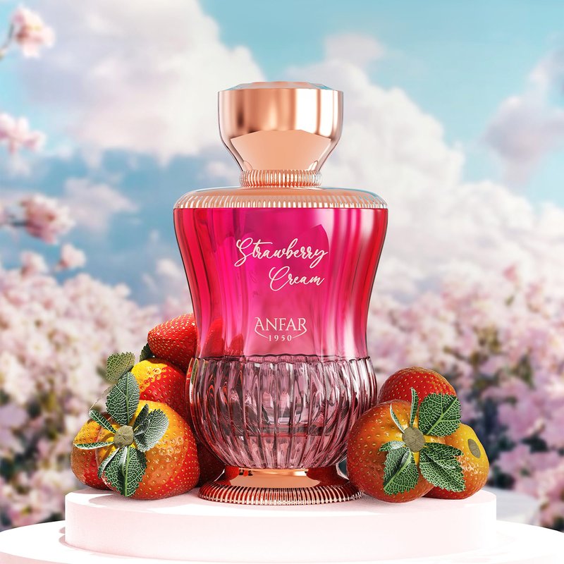 Anfar Strawberry Cream - Fruity Floral Gourmand Fragrance - Women Perfume - Notes of Freesia, Lemon, Marshmallow, and Whipped Cream - 3.4 oz