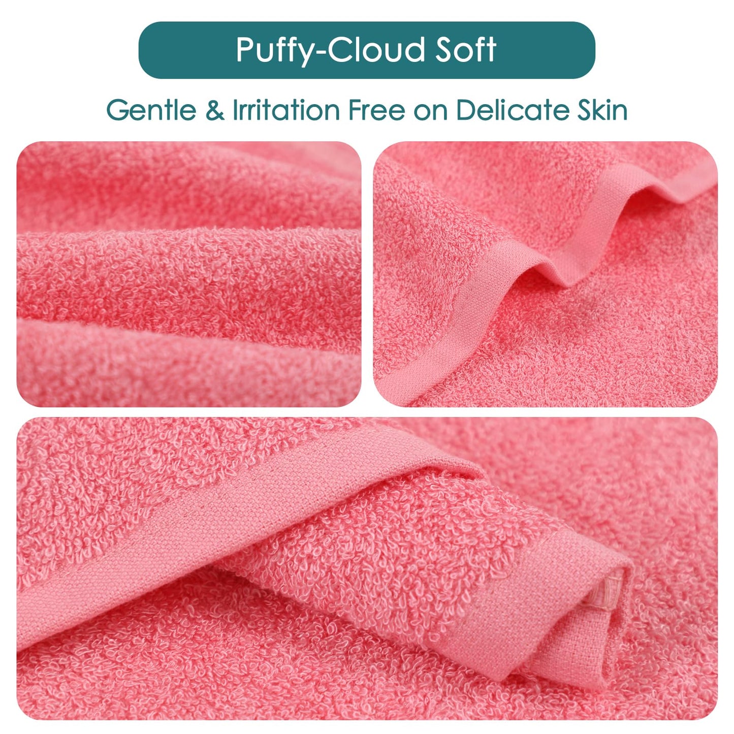 Baby Washcloths 6 Pack, 10x10 inch Heavenly Soft Pink Wash Cloths for Face and Body, Gentle & Safe Face Towel on Sensitive Skin, Baby Essentials Bath Shower Gifts for Girl Infant Kid Toddler Children