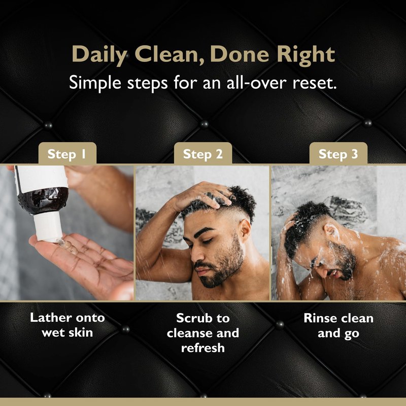 DandyMen Men's Body Wash - Obsidian Cardamom - Deep Cleansing Shower Gel with Vitamin B5 - Hydrating Daily Wash, 16 oz, 1-Pack