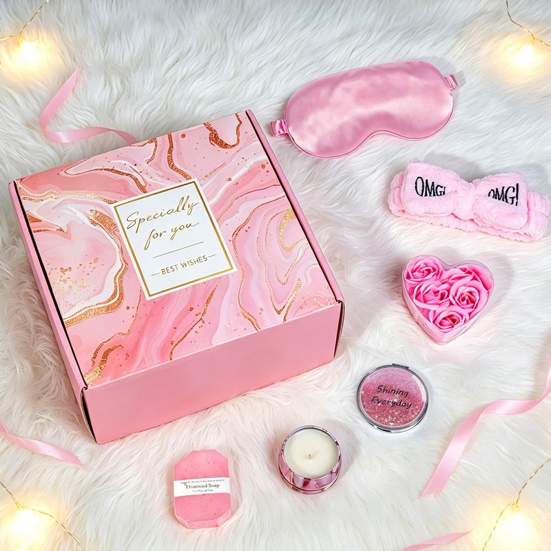 Birthday Gift for Women,Mothers Day Gift Basket,Get Well Soon Self Care Package,Spa Gift Basket,11pcs care package for women,Feel Better Encouragement for Mom Grandma Wife Best Friend Sister (Pink)