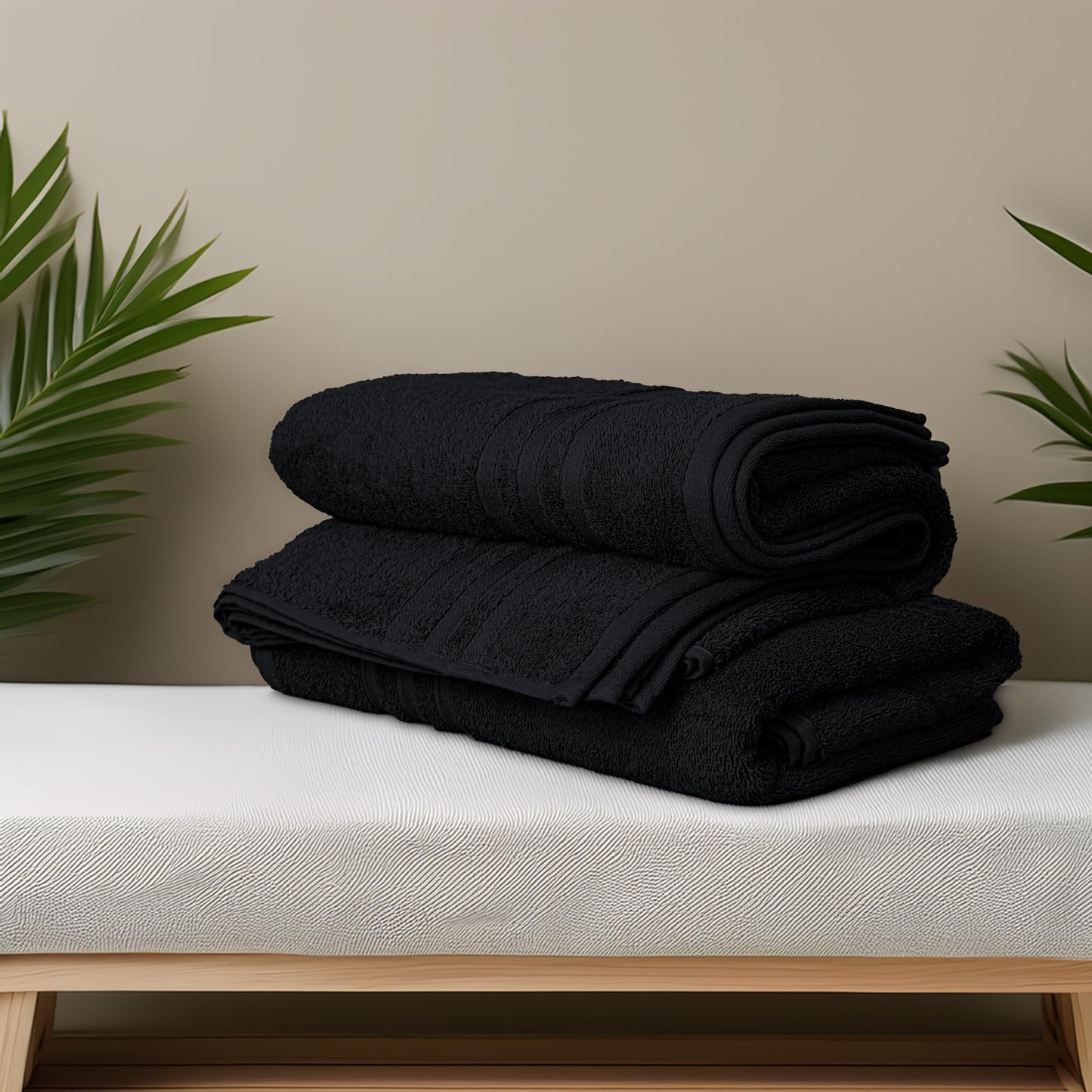 Tens Towels Pack of 4 Soft Bath Towels, 100% Cotton, 27 x 54 Inches, Lightweight & Quick-Dry, Ideal for Daily Bathroom Use, Practical & Comfortable, Black