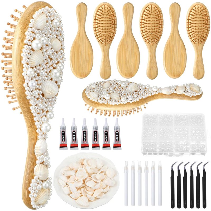 DIY Wooden Hairbrush Craft Kit - Make Your Own Custom Hair Brushes | 7.87" Oval, White, Perfect for Parties & Gifts