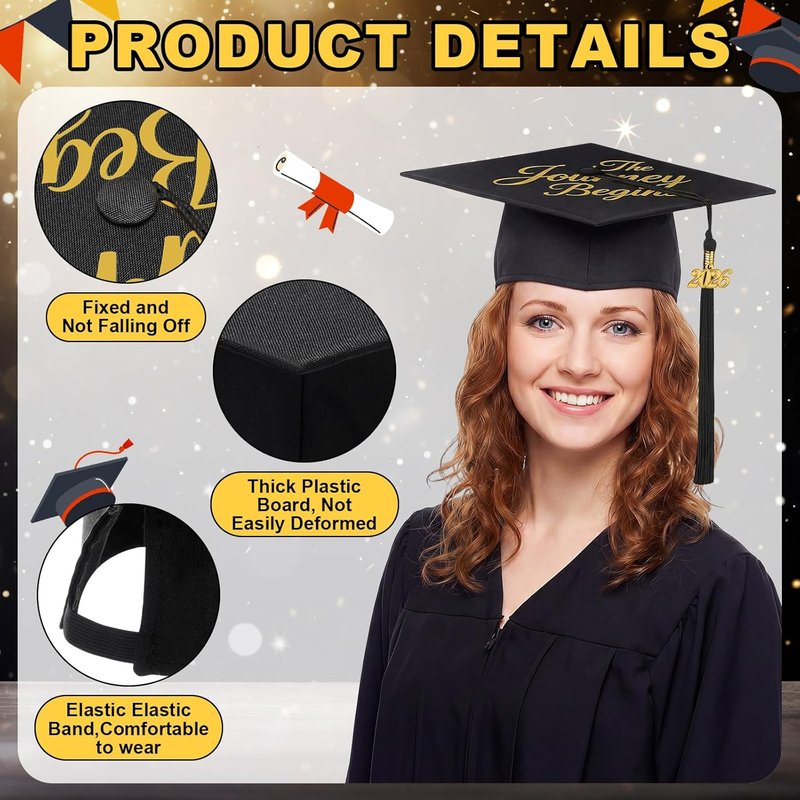 Graduation Caps Set - 12 Pcs with 2026 Tassels | Perfect for Bachelor & Master Degrees