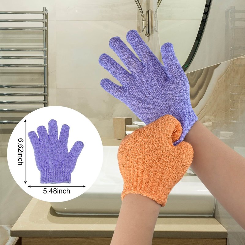 4 Pcs Shower Gloves, Exfoliating Gloves, Exfoliating Mitt, Exfoliating Body Scrub, Loofah Bath Gloves for Men, Women (White, 4)