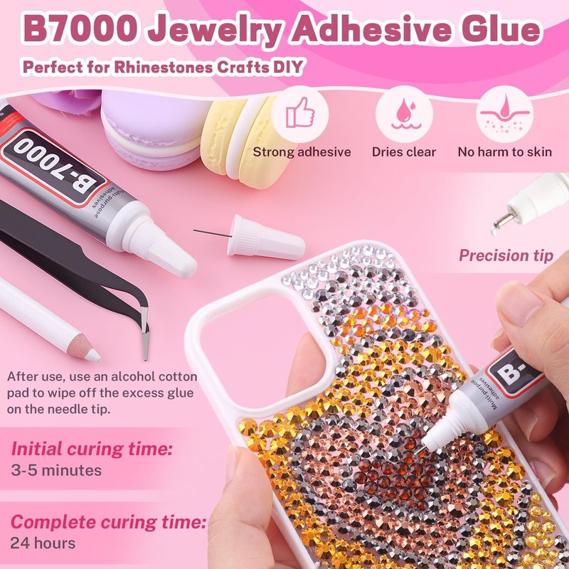 20000Pcs Metallic Rhinestones for Bedazzling with B7000 Jewelry Glue, Resin Rhinestones for Crafting Crafts DIY, Bedazzler Kit Gems for Clothing Shoes Tumblers Fabric Nail Art Assorted Size 3/4/5/6mm