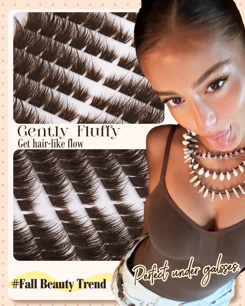 Brown Lash Clusters Pre-Mapped Eyelash Clusters Cat Eye Cluster Eyelash Extensions Fairy Wispy Cluster Lashes CC Curly Wet Look Individual Lashes Extensions 144Pcs 6-14MM Fox Eye Lashes Clusters