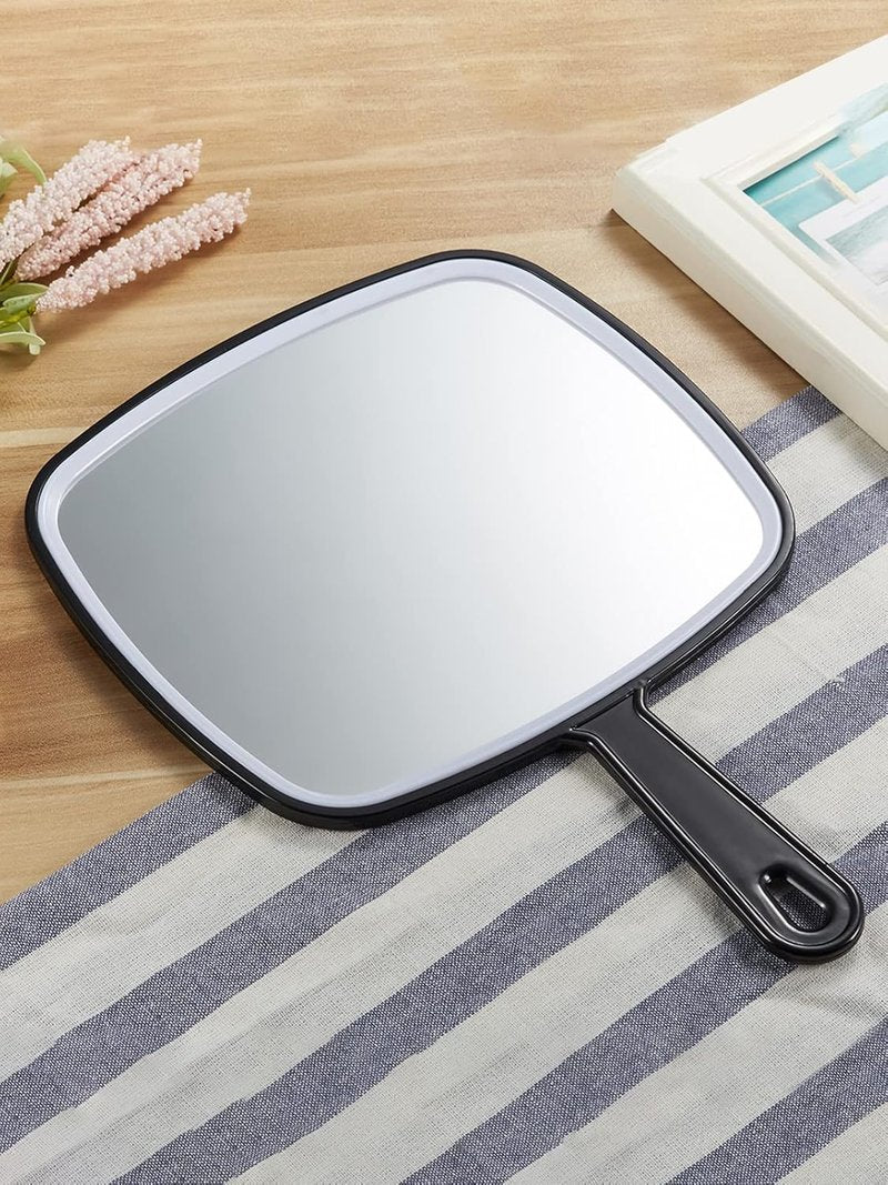 Extra Large Handheld Mirror - Black, 9" W x 12.4" L | Pack of 3 for Makeup & Grooming