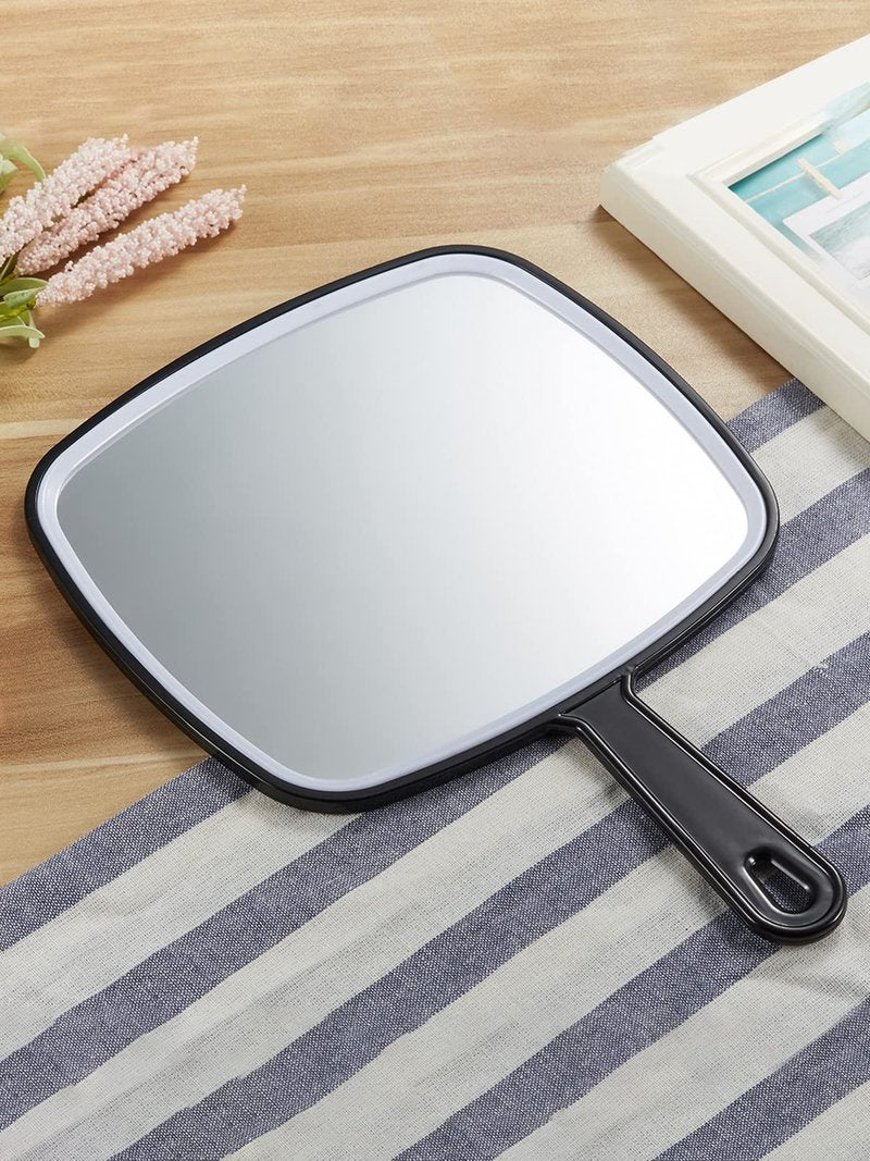 OMIRO Handheld Mirror, Extra Large Hand Mirror with Handle, Square, Black, 12.4" L x 9.1" W