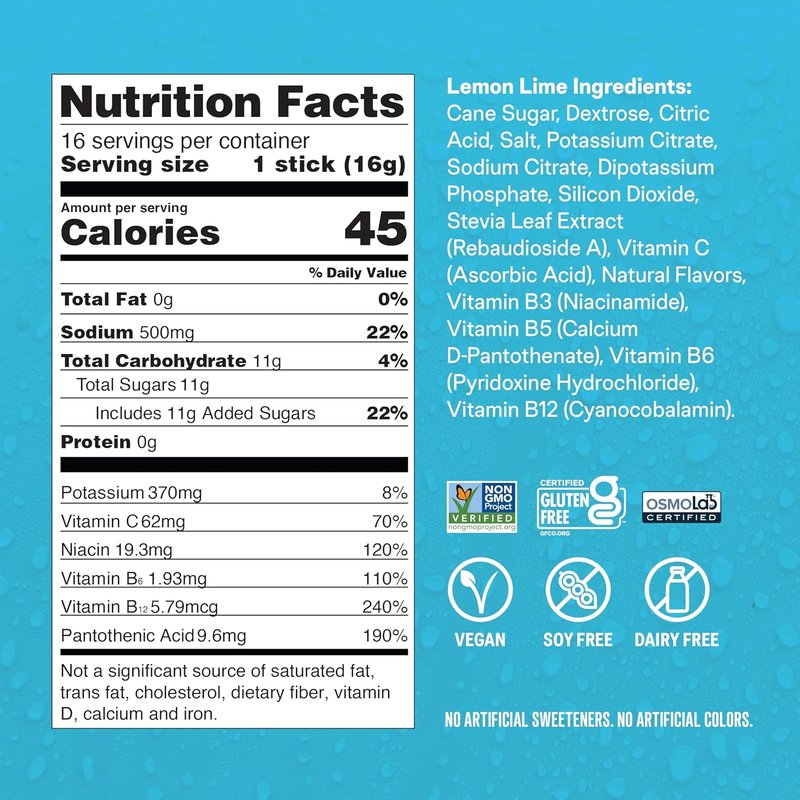 Liquid I.V.® Hydration Multiplier - Lemon Lime Electrolyte Powder Drink Mix | 16 Servings