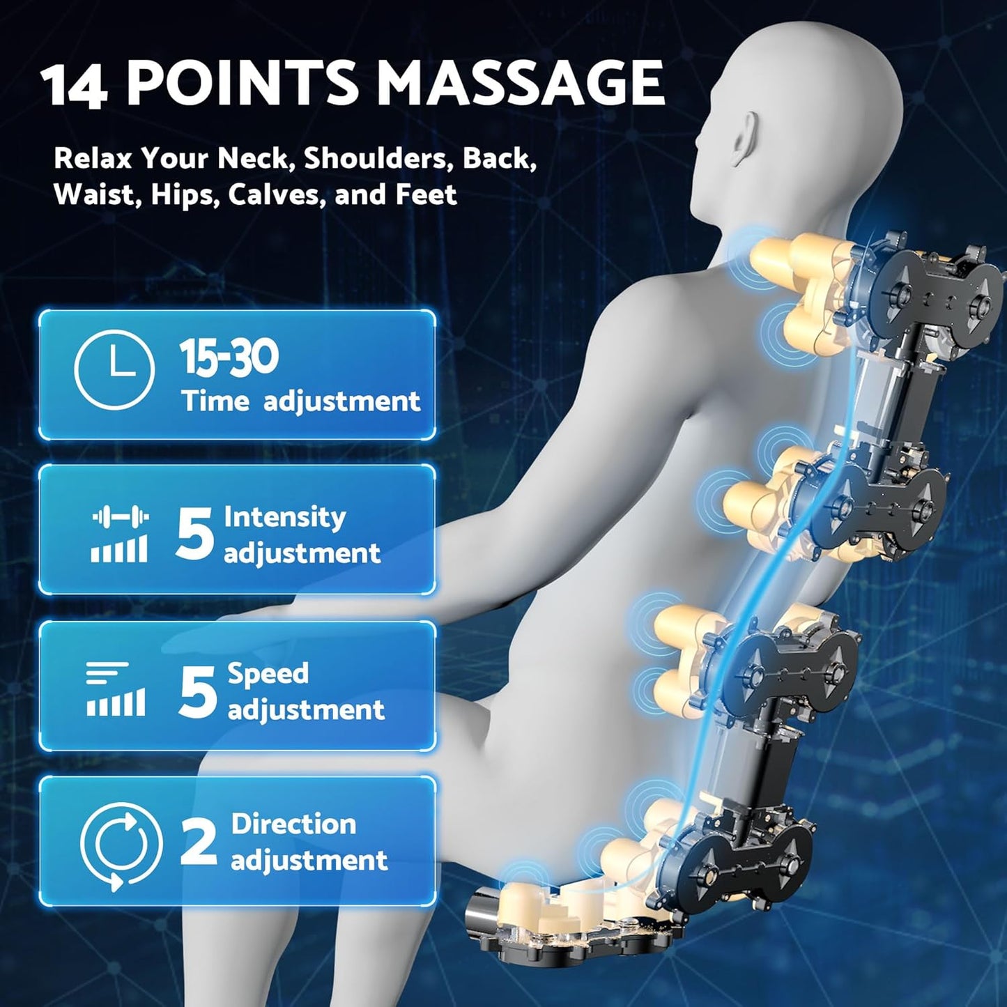 Skiennix Zero Gravity Massage Chair - Full Body Shiatsu Recliner with 14 Massage Points & Heating | Bluetooth Speaker, Touch Screen Controller