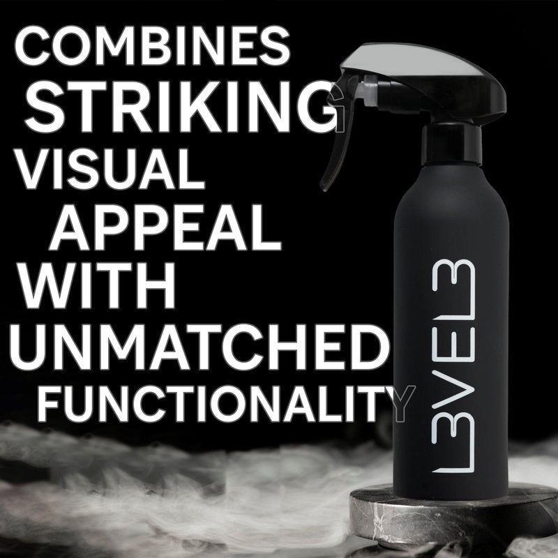 L3 Level 3 Rubberized Spray Bottle - Precise Action Mist Bottle for Effortless Hair Styling - Rubber Grip for Total Control