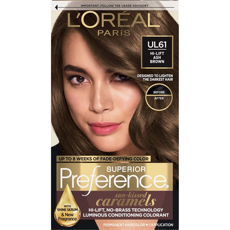 L'Oreal Paris Superior Preference Fade-Defying + Shine Permanent Hair Color, UL61 Ultra Light Ash Brown, Pack of 1, Hair Dye