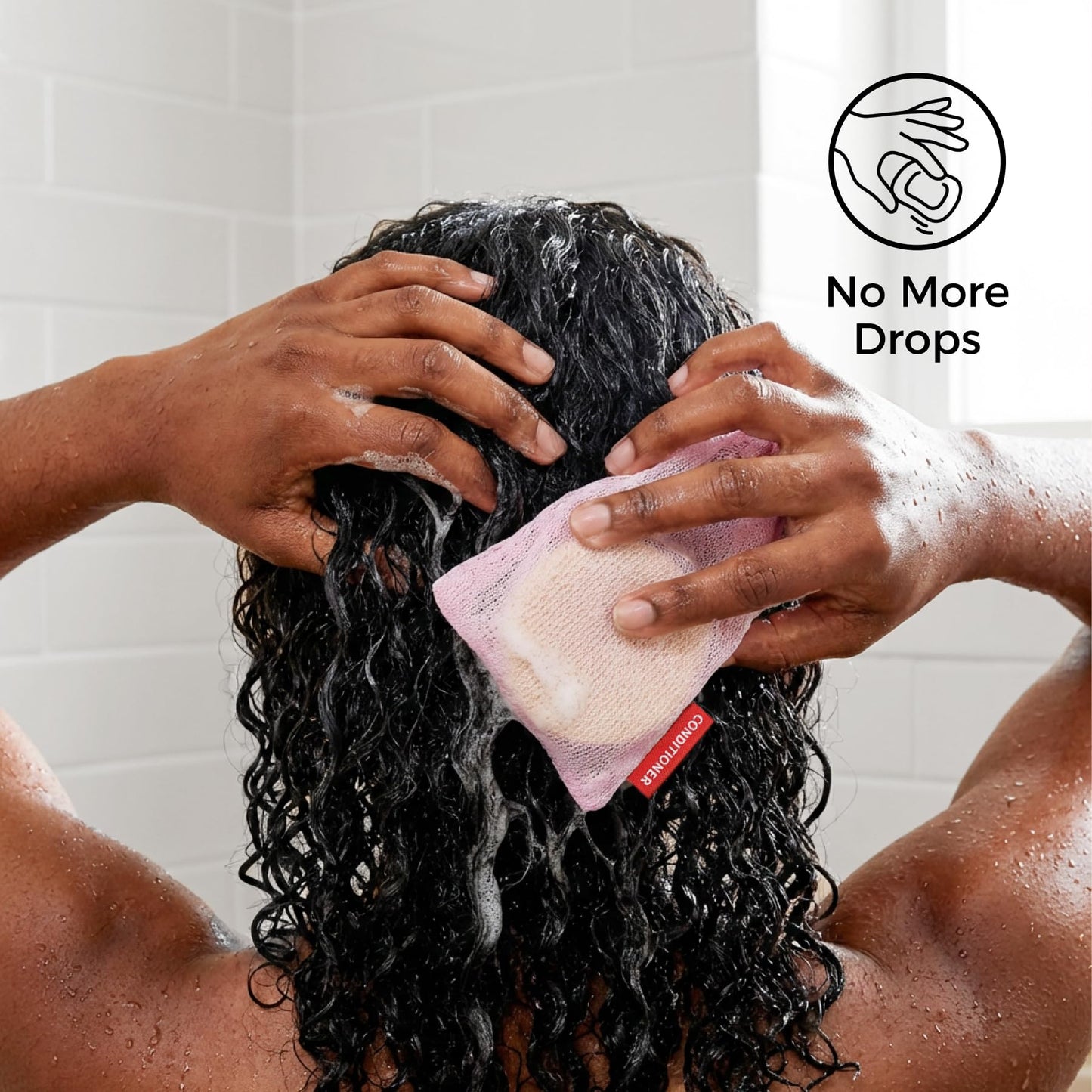 ZOMCHI Foaming Bar Holder for Shower, Mesh Hanging Pouches with Loop, Designed for Body, Shampoo & Conditioner Bars, Color-Labeled Set (3 Pack, Pink)