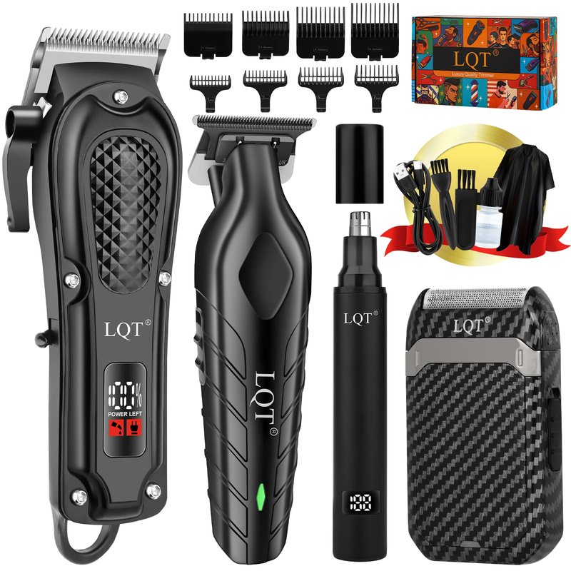 LQT Hair Clippers for Men, Professional Clippers and Trimmers Set, Cordless Clippers for Hair Cutting,Nose and Ear Trimmer,Barber Clippers, Rechargeable Electric Shaver, Gifts for Men