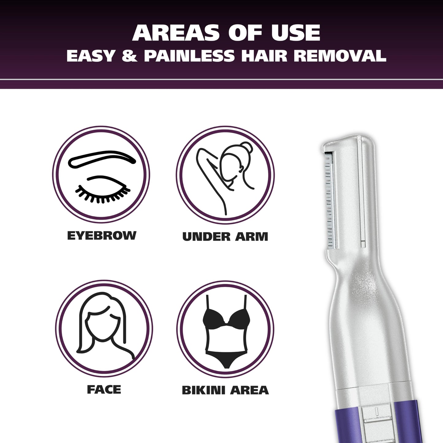Wahl Clean & Confident Female Battery Pen Trimmer with Rinseable Blades for Eyebrows, Facial Hair, & Light Grooming- Hygienic Grooming & Easy Cleaning with Battery Included - Model 5640-100
