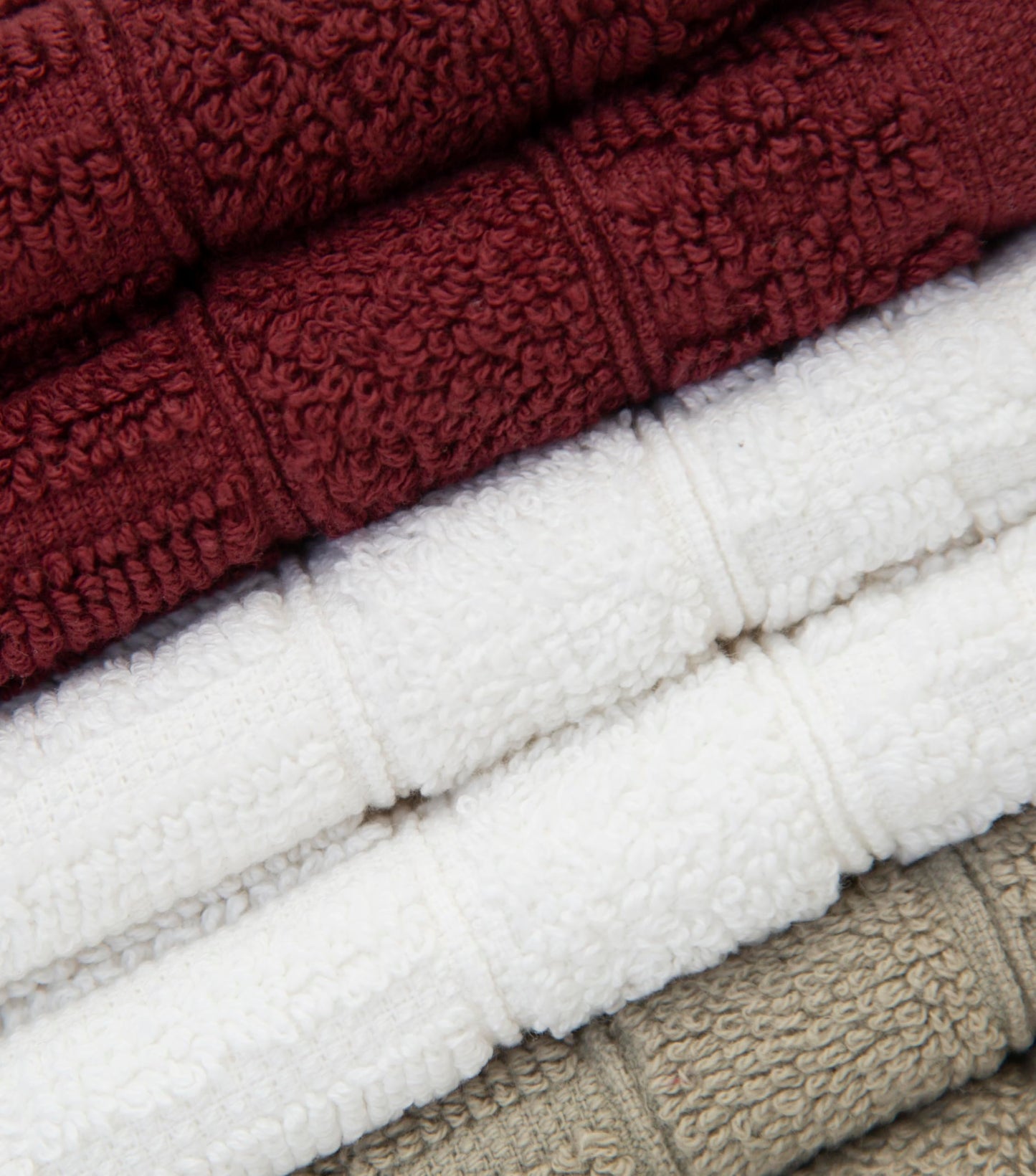 PH Pleasant Home Diamond Wash Cloths Set - 12 Pack (12” x 12”) – 509 GSM - 100% Ring Spun Cotton Wash Cloth - Super Soft and Highly Absorbent Face Towels (Maroon, White & Tan)