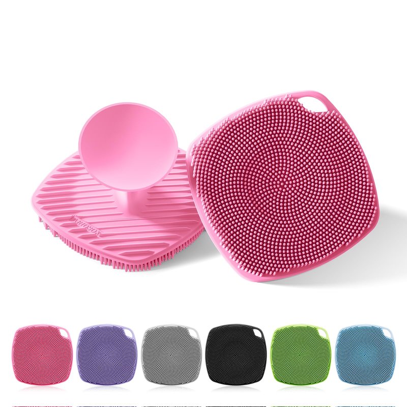 ARIOSOX Silicone Body Scrubber, Bath Brush,Gentle Texture Exfoliating Body Scrubber for Men and Women On Sensitive Skin, Soft Scrubber Builds Up Lather, Getting a Deep Skin Clean (Pink)
