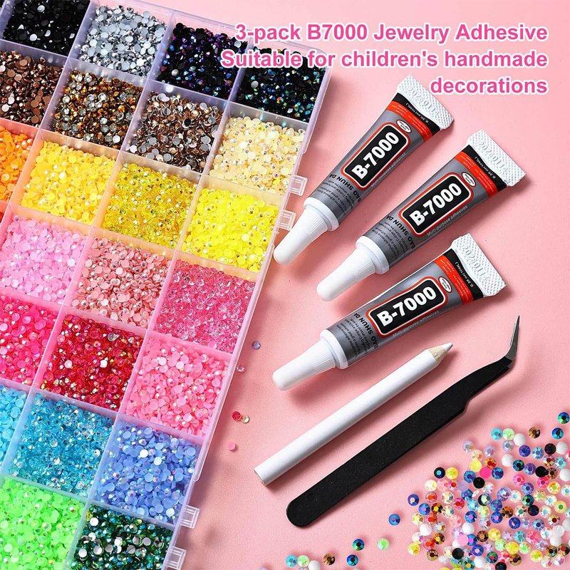 Bedazzler Kit 40 Colors Resin Jelly Rhinestones for Bedazzling, 3mm 40000 Pcs Flatback Gems for Crafting, Bedazzling Kit with 3Pcs B7000 Glue for Clothing Shoes Nail Book Diamond Art Bedazzled Kits