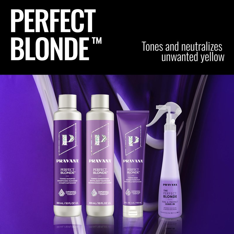 Pravana The Perfect Blonde Purple Toning Masque Treatment | Neutralizes Brassy, Yellow Tones | For Color-Treated Hair | Adds Strength, Shine, Elasticity | 5 Fl Oz