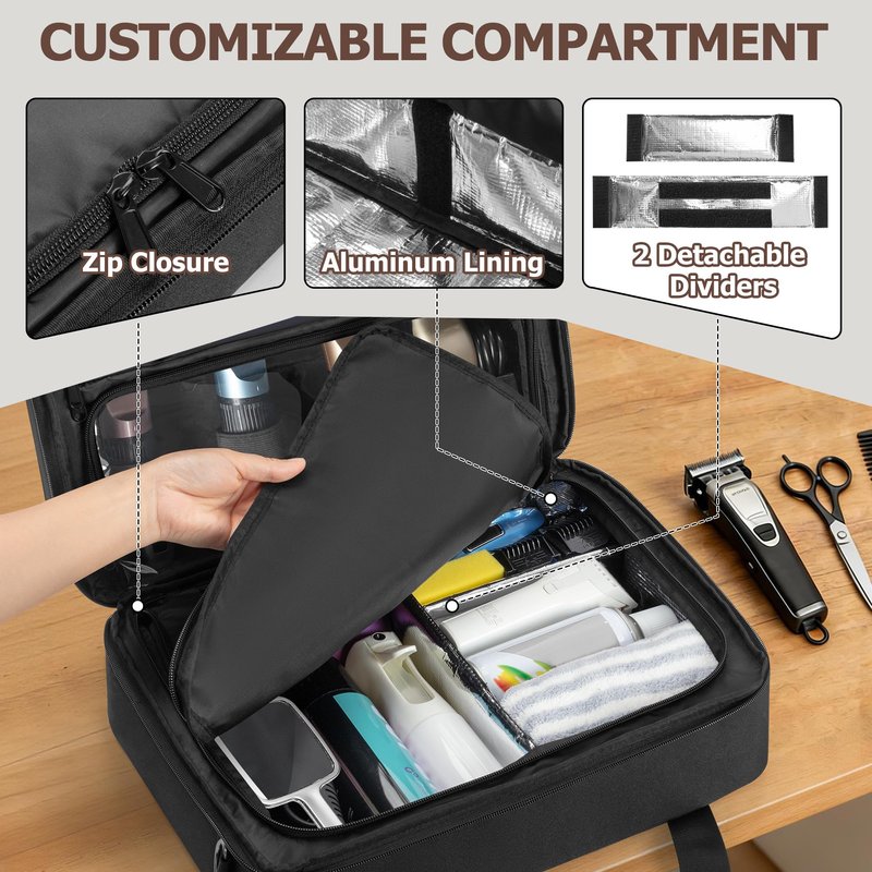 BAFASO Large Capacity Barber Carrying Case, Barber Briefcase for Clippers and Supplies (Bag Only), Black