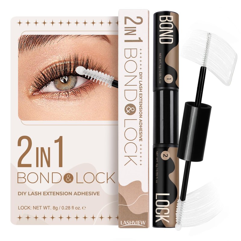 LASHVIEW Lash Bond and Seal Cluster Lash Glue for Sensitive Eyes, Super Strong Hold 7Day+ DIY Lash Extension Glue, Waterproof, Latex Free White