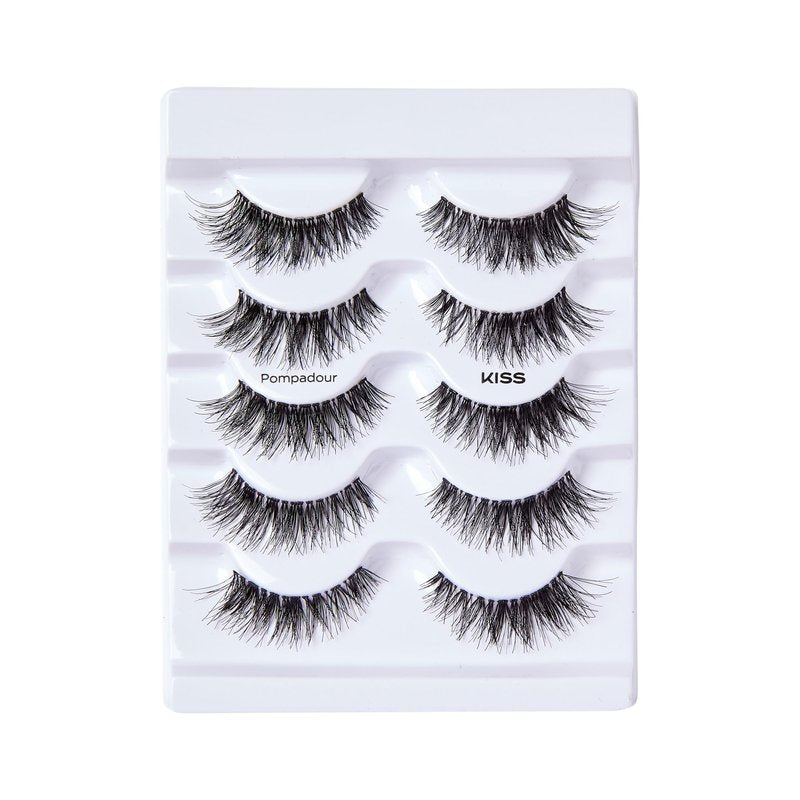 KISS So Wispy, False Eyelashes, 'Pompadour', 16mm, Includes 5 Pairs Of Lashes, Easy to Apply, Reusable Lash Clusters