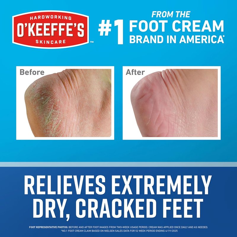 O'Keeffe's Foot Cream - Guaranteed Relief for Extremely Cracked, Dry Feet - 6.4 oz Jar (2 Pack)