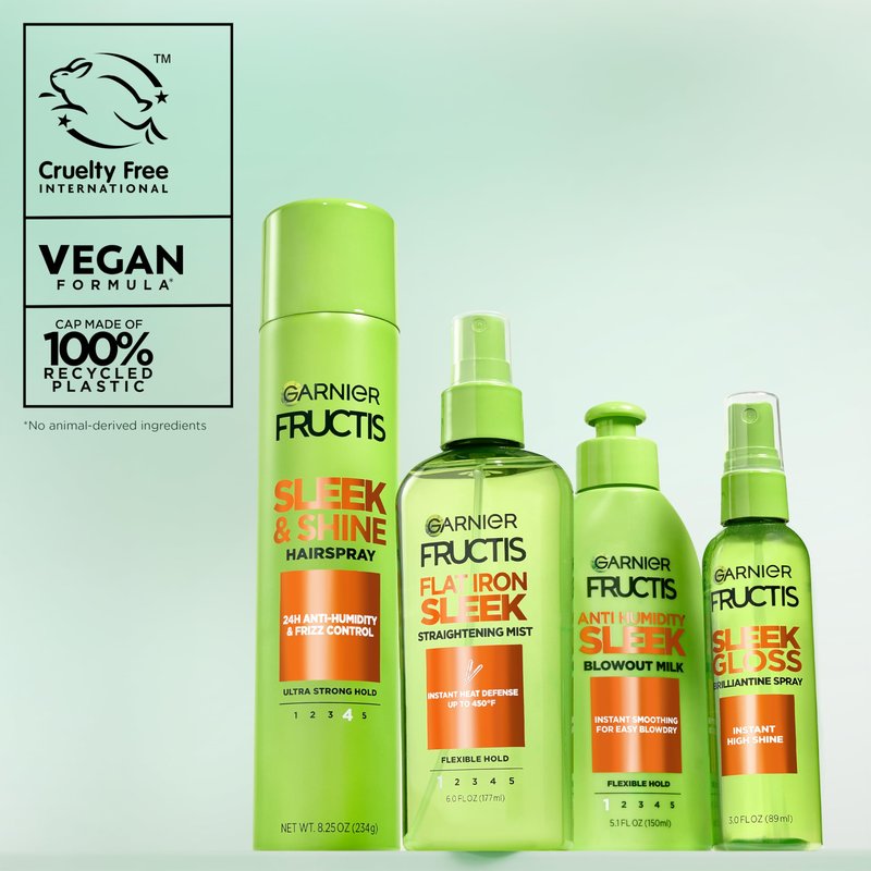 Garnier Fructis Style Sleek and Shine Anti-Humidity Hairspray, Ultra Strong Hold, Frizz Protection 8.25 Oz, 1 Count (Packaging May Vary)