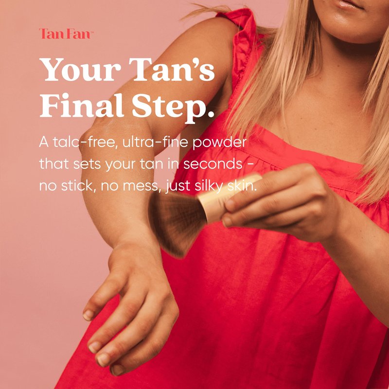 Self Tan Drying Powder Body Brush - Essential Accessory To Remove Stickiness from Self Tanner - Sets Tan + Smooths Skin - Eco Bamboo Handle - Hypoallergenic Ultra-Soft Bristles - XLarge 6” x 3.5”